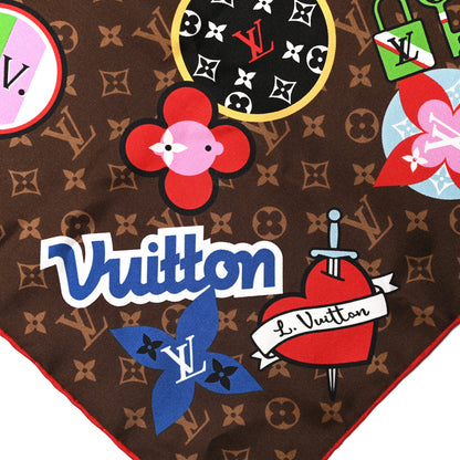 Louis Vuitton Silk Monogram LV Stories Shawl Brown 3 of 4
