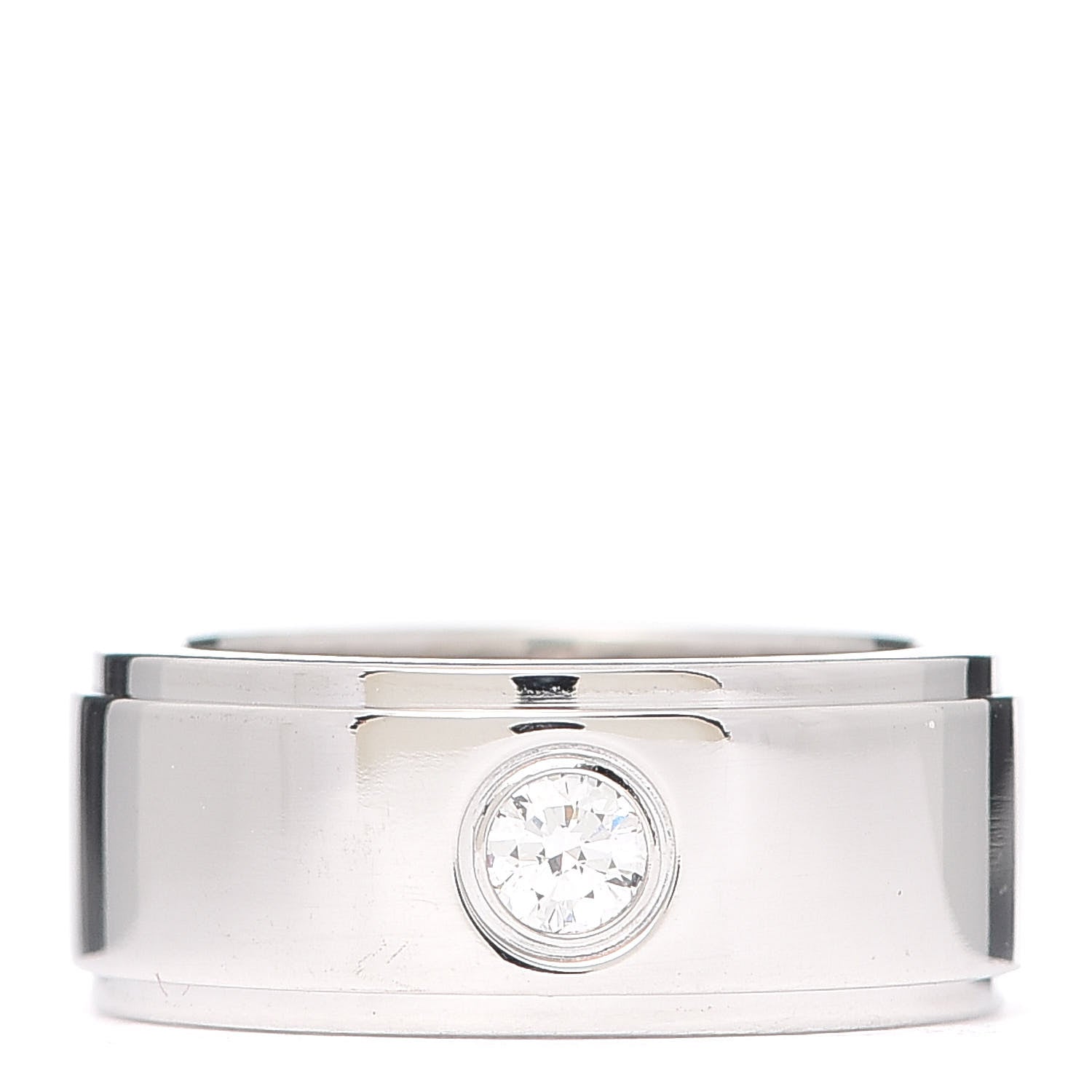 Cartier 18K White Gold Diamond 8mm Fortune Ring 50 5.25 1 of 5
