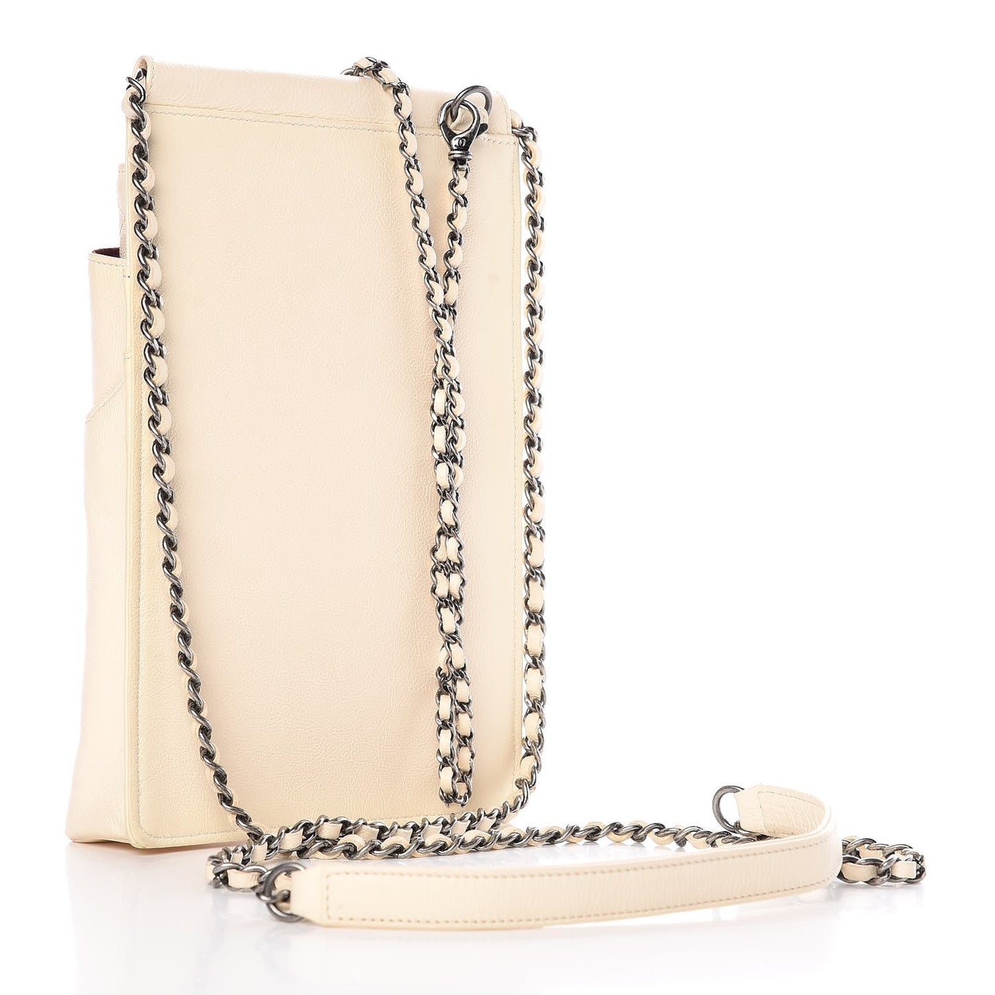 Calfskin Quilted CC Waiter Clutch Clutch With Chain White