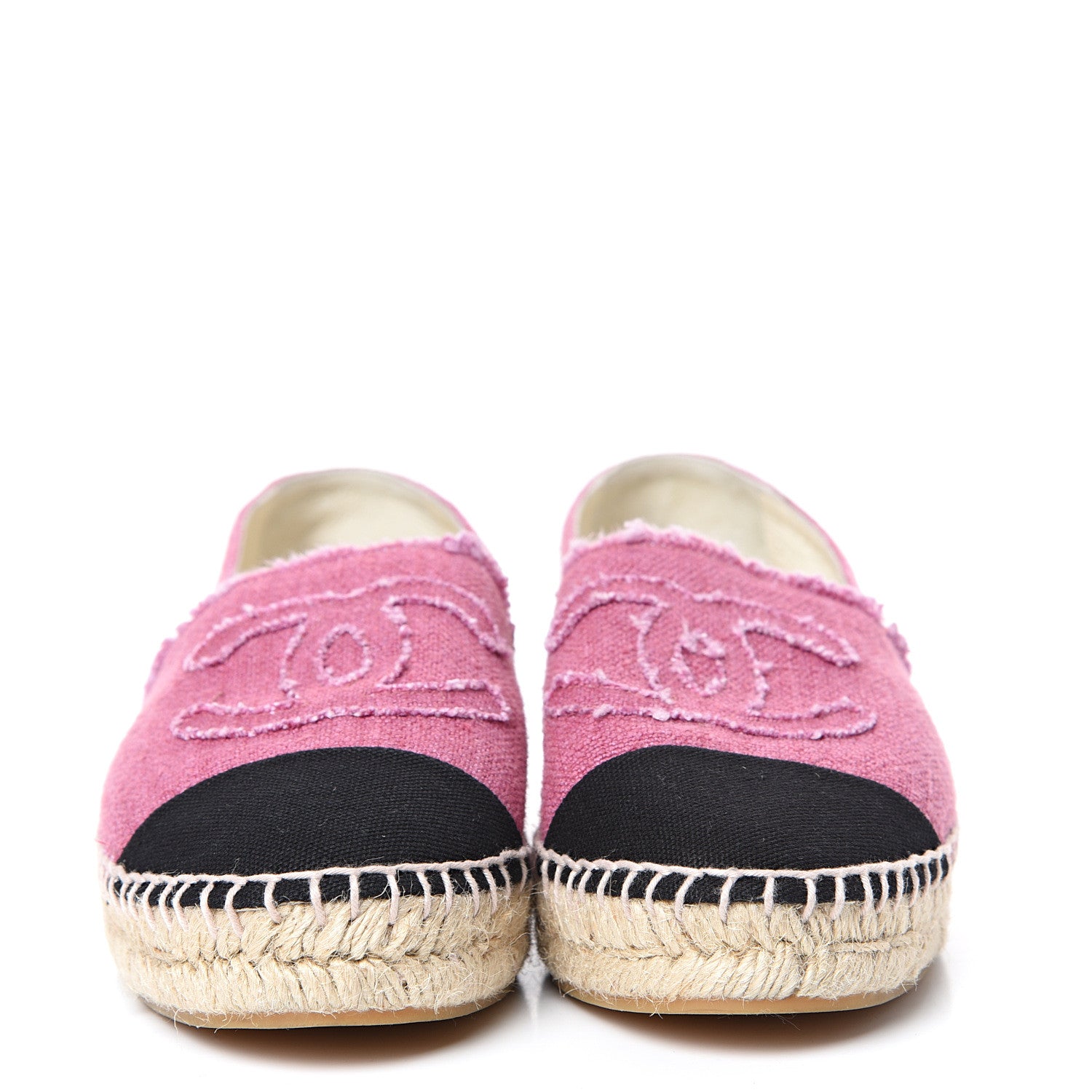 Chanel Linen CC Espadrilles 38 Pink Black 2 of 9