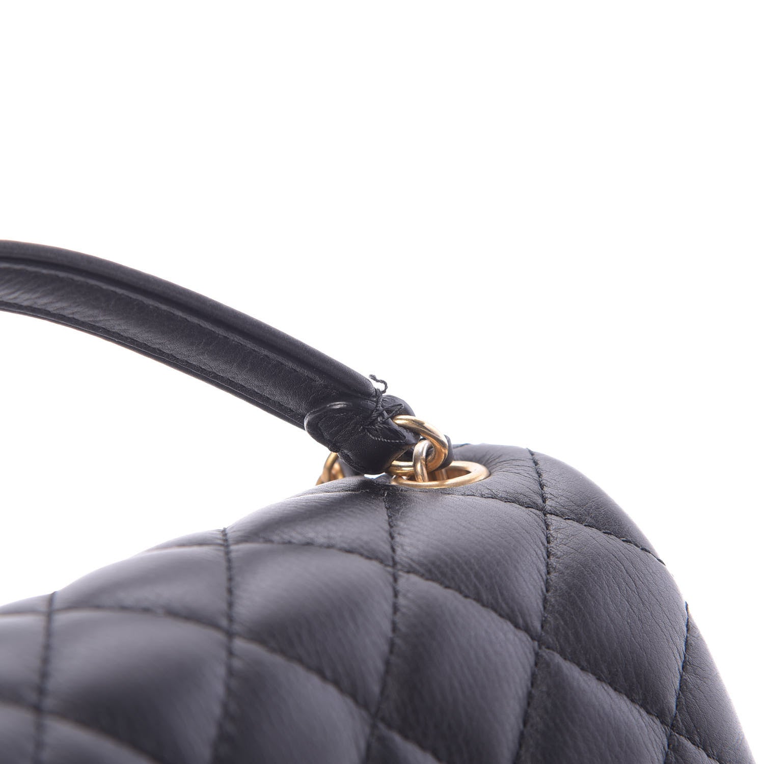 Chanel Calfskin Quilted Top Handle Flap Black 12 of 13