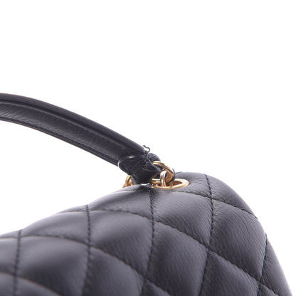 Chanel Calfskin Quilted Top Handle Flap Black 12 of 13
