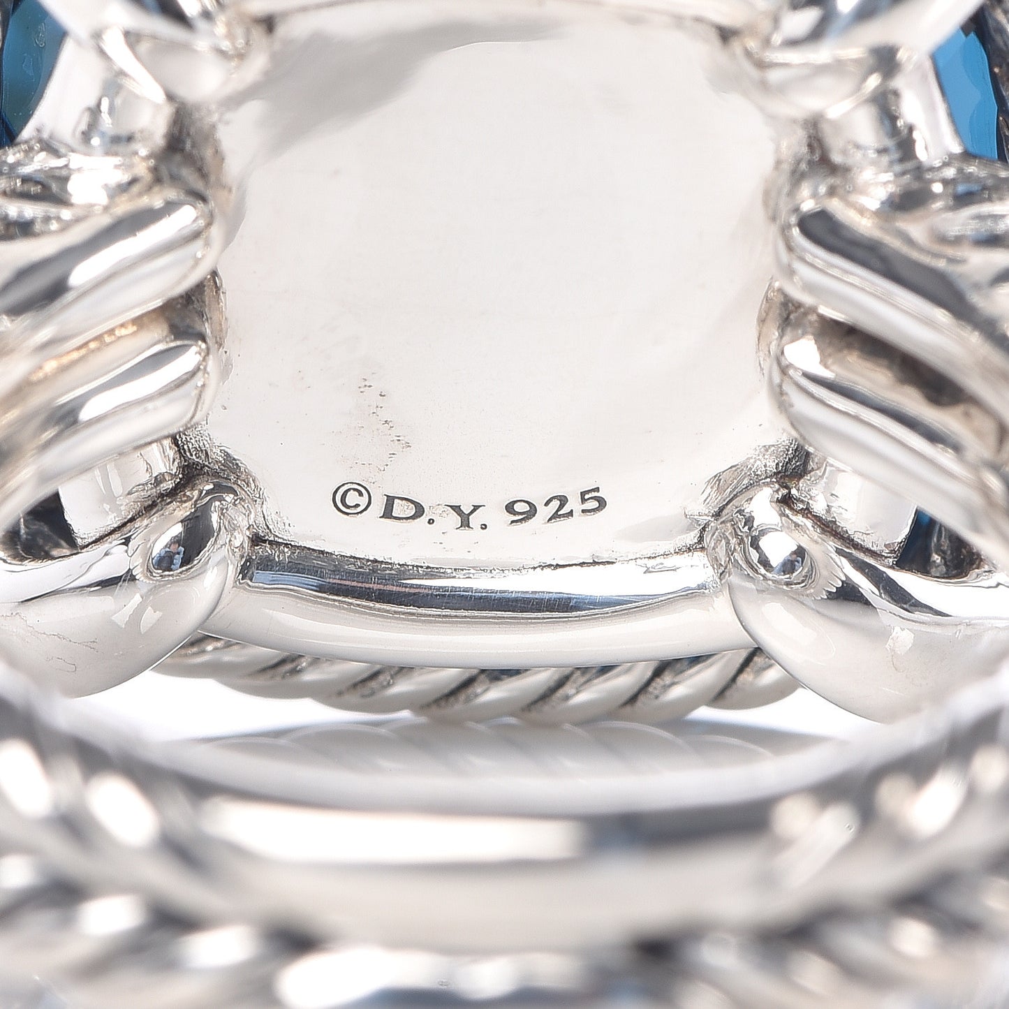 Sterling Silver Diamond Hampton Blue Topaz 20mm Chatelaine Ring 54 6.75
