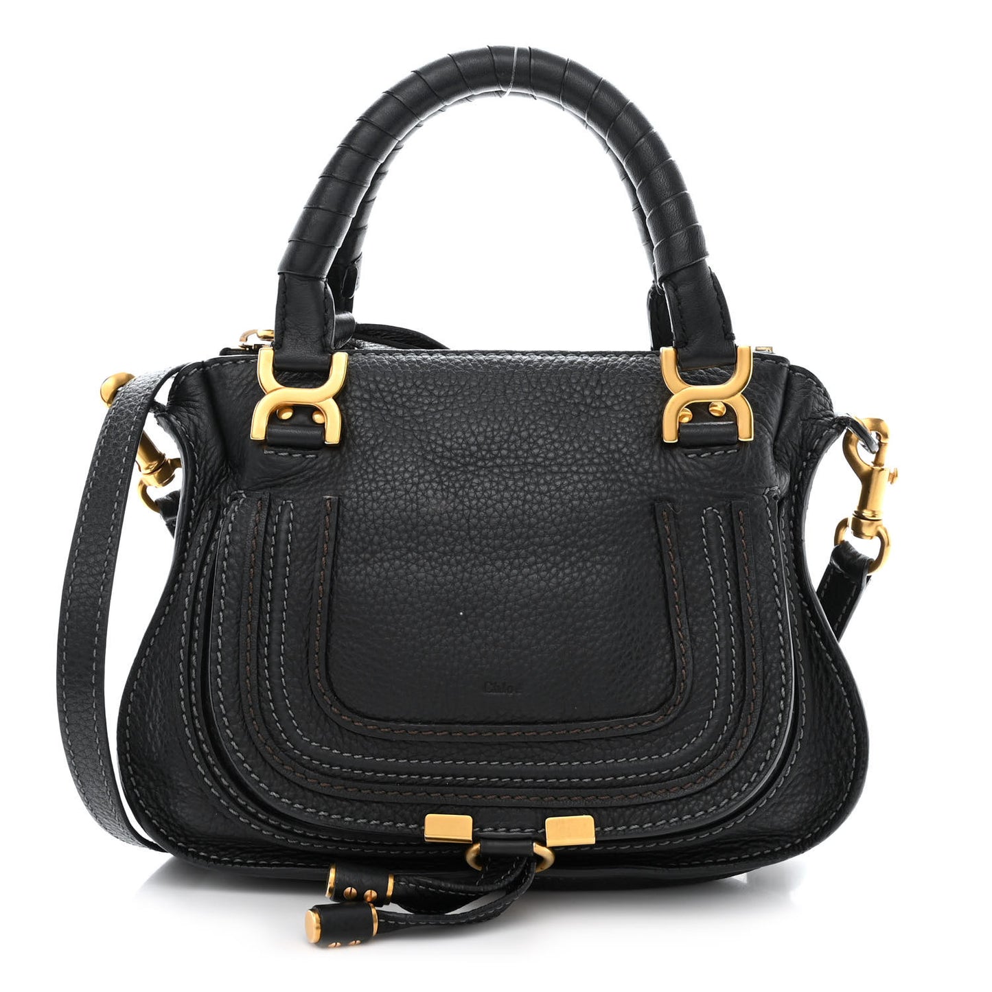 Calfskin Small Marcie Satchel Black