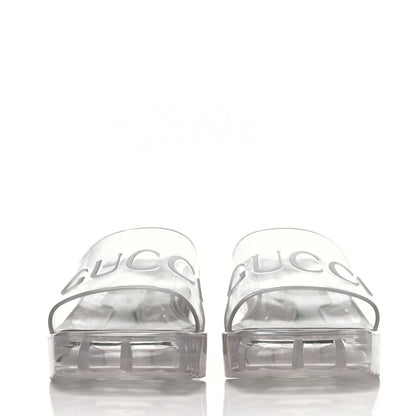 Gucci Rubber Gucci Logo Womens Platform 20/60mm Slide Sandals 38 Transparent 2 of 8