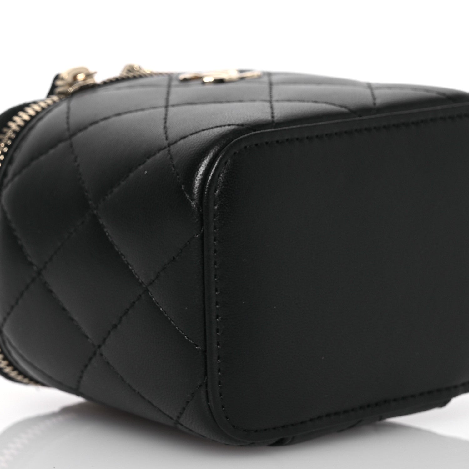 Chanel Lambskin Quilted Mini Vanity Case With Pearl Chain Black 9 of 10