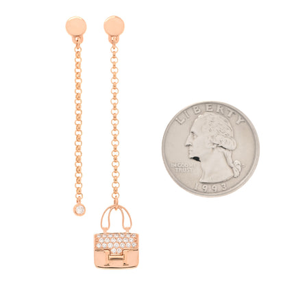 Hermes 18K Rose Gold Diamond Constance Amulettes Drop Earrings 2 of 6