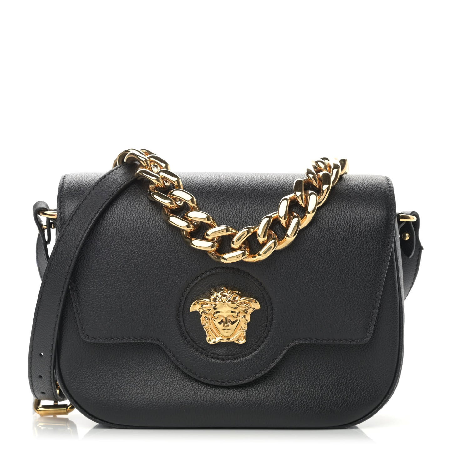 Calfskin Medusa Crossbody Bag Black