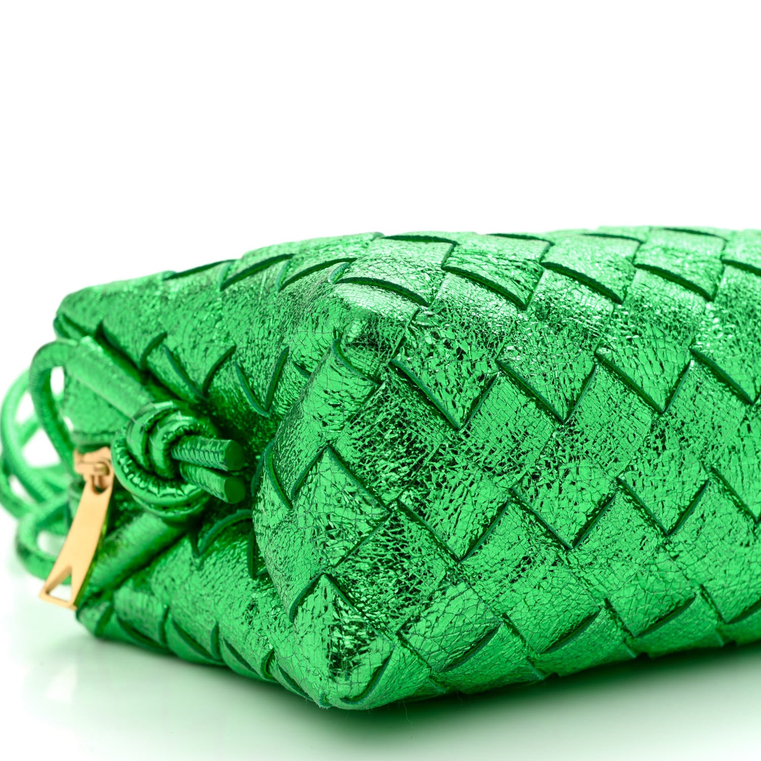 Bottega Veneta Metallic Calfskin Intrecciato Mini Loop Camera Bag Green 8 of 9
