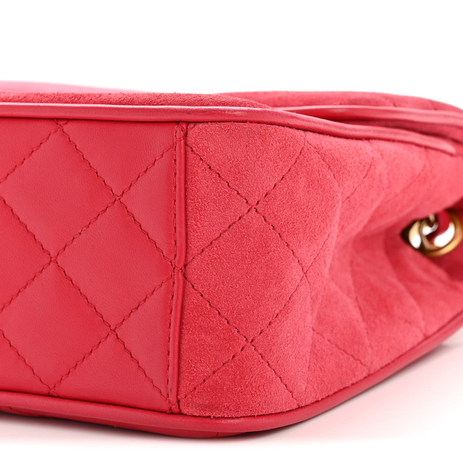 Chanel Suede Lambskin Scallop Quilted Mini Pagoda Flap Pink 10 of 15