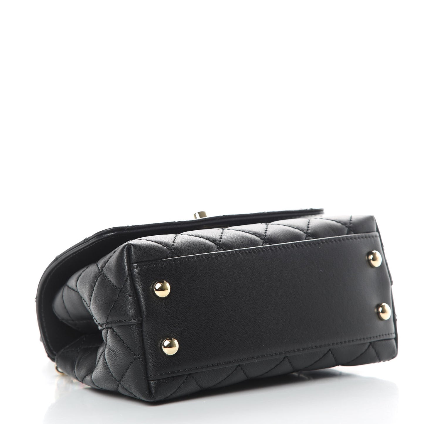 Goatskin Quilted Rainbow Extra Mini Coco Handle Flap Black