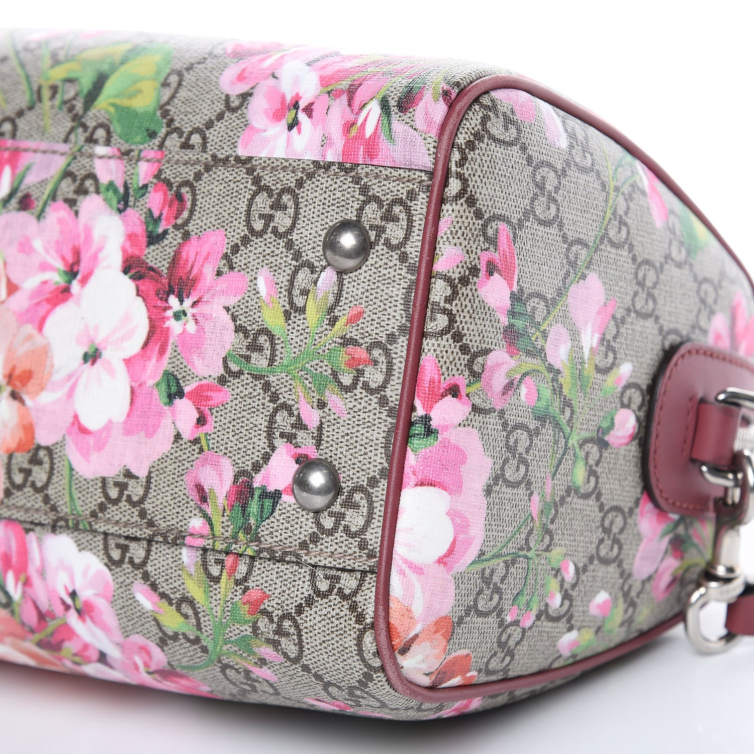 Gucci GG Supreme Monogram Blooms Small Boston Beige Multicolor Dry Rose 10 of 13