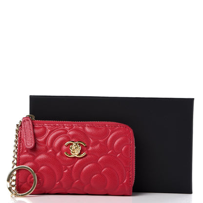 Chanel Caviar Camellia Embossed Key Holder Case Fuchsia 9 of 9