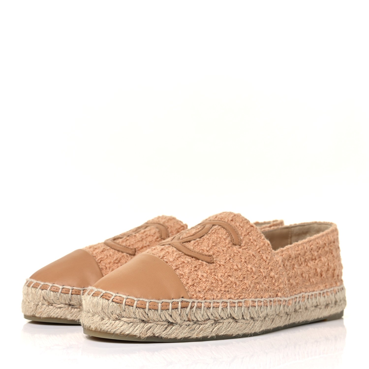 Chanel Tweed Lambskin CC Espadrilles 40 Dark Beige Light Brown 3 of 10