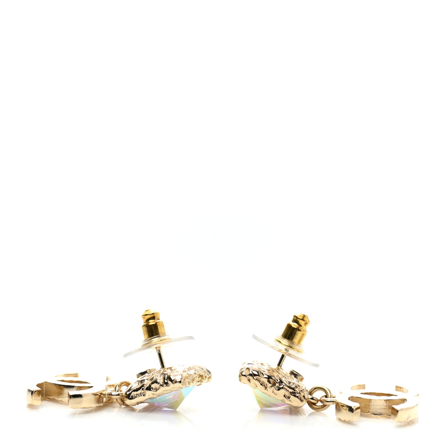 Chanel Iridescent Baguette Crystal CC Drop Earrings Gold 3 of 5