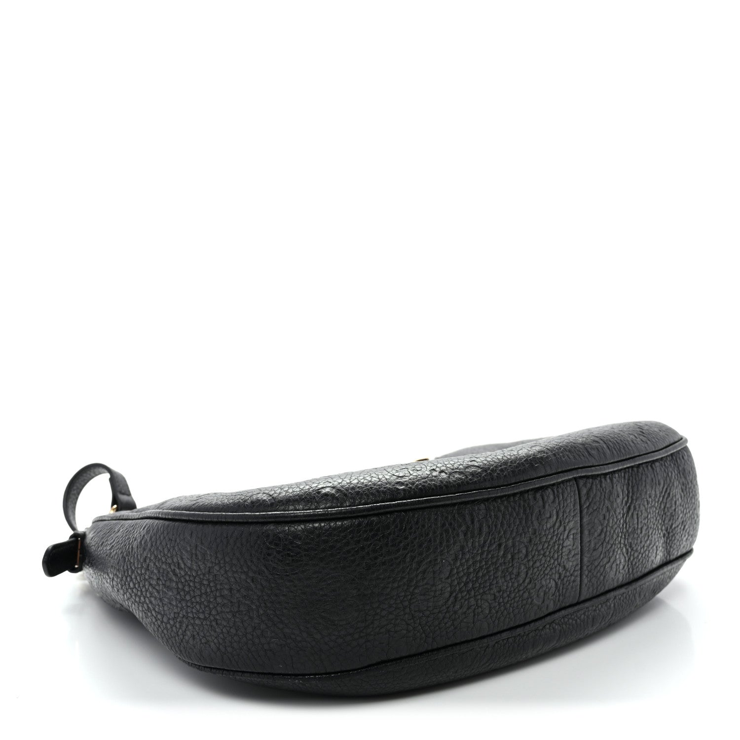 Gucci GG Grainy Calfskin Emblem Large Half Moon Shoulder Bag Black 4 of 11