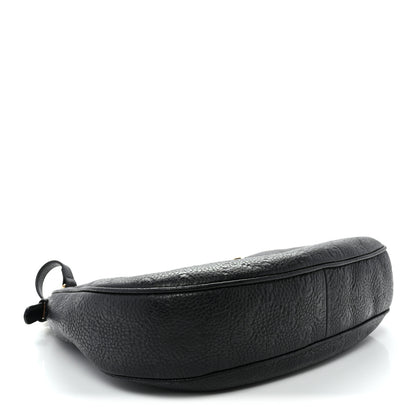 Gucci GG Grainy Calfskin Emblem Large Half Moon Shoulder Bag Black 4 of 11