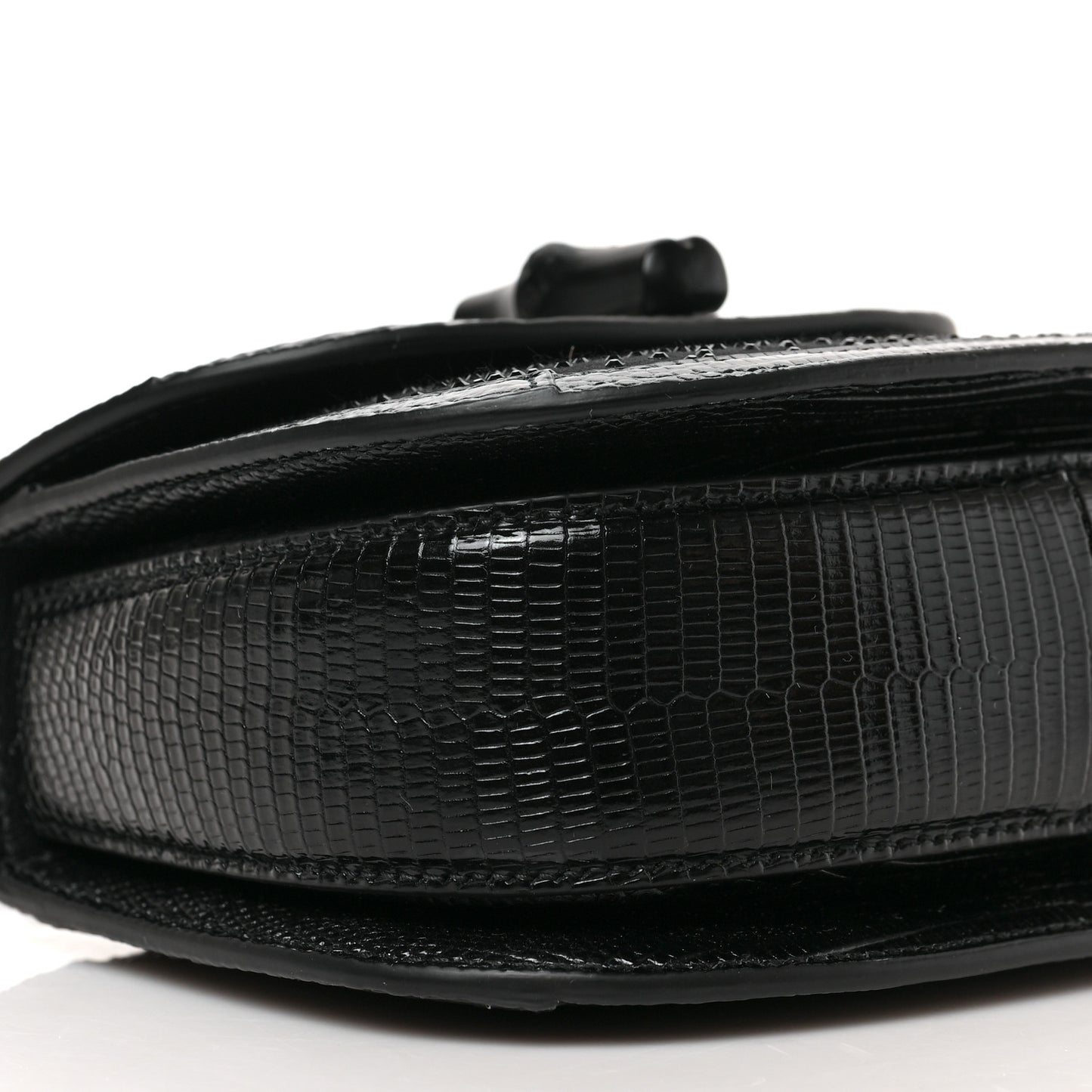Moire Fabric Calfskin Rhinestone Monogram Monochrome Lizard Embossed Mini Bamboo 1947 Top Handle Chain Bag Black