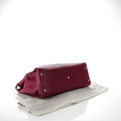 Fendi Vitello Dolce Marmol Large Peekaboo Iconic Satchel Bordeaux Graphite 4 of 9