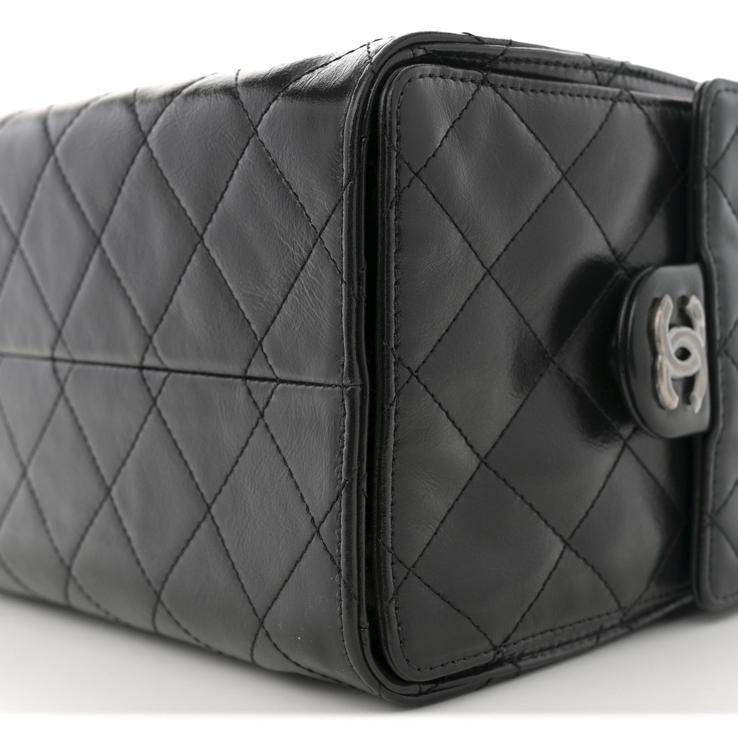 Chanel Shiny Crumpled Calfskin Quilted Small Chanel 25 Handbag Black 9 of 10