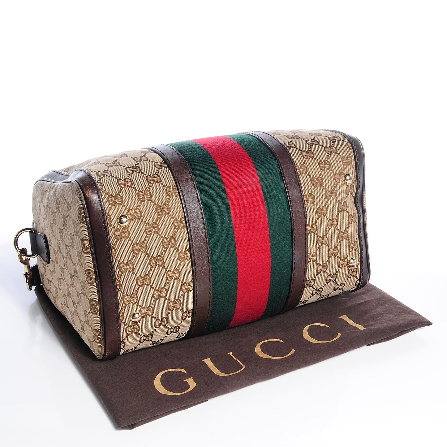 Monogram Selleria Calfskin Vintage Web Medium Boston Beige Ebony Cocoa