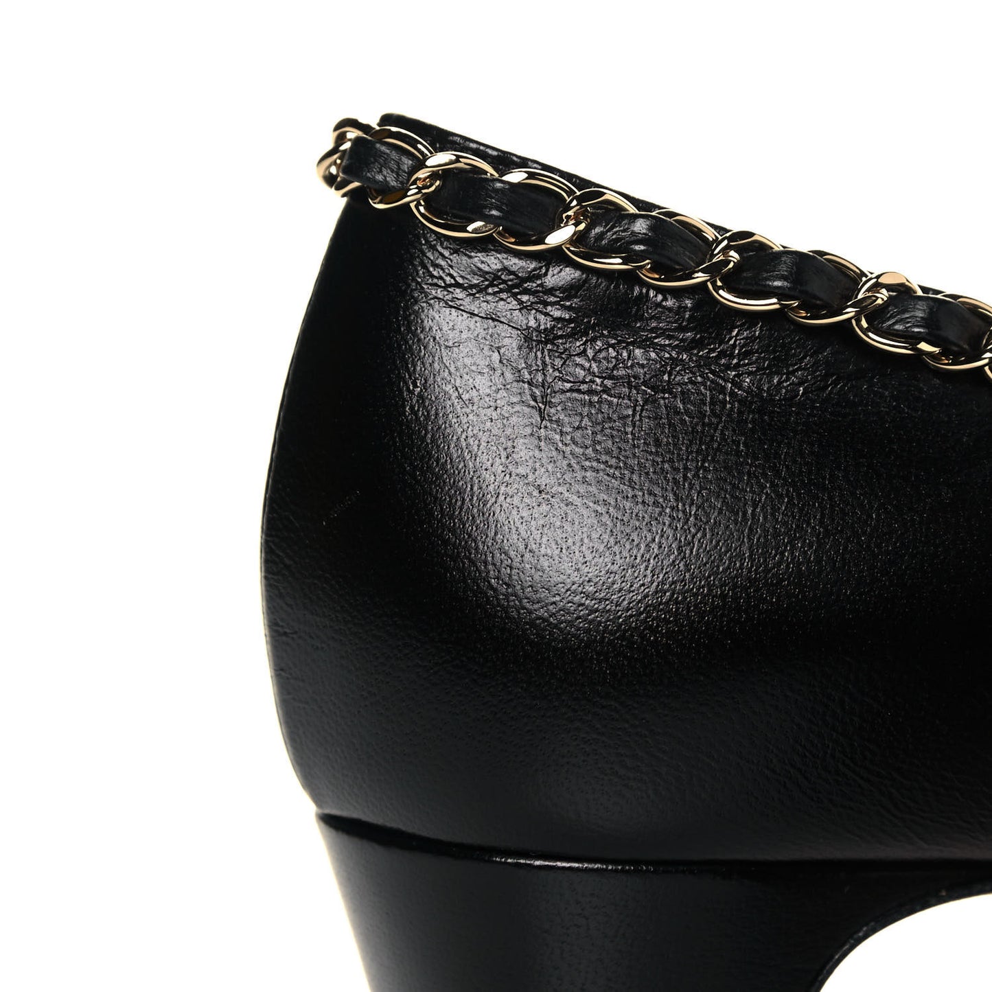 Lambskin Grosgrain Chain Cap Toe Pumps 39 Black