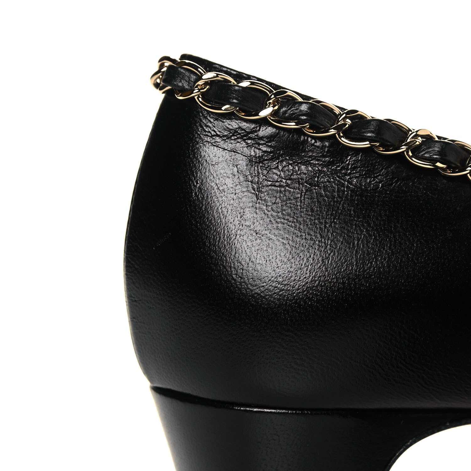 Chanel Lambskin Grosgrain Chain Cap Toe Pumps 39 Black 7 of 8