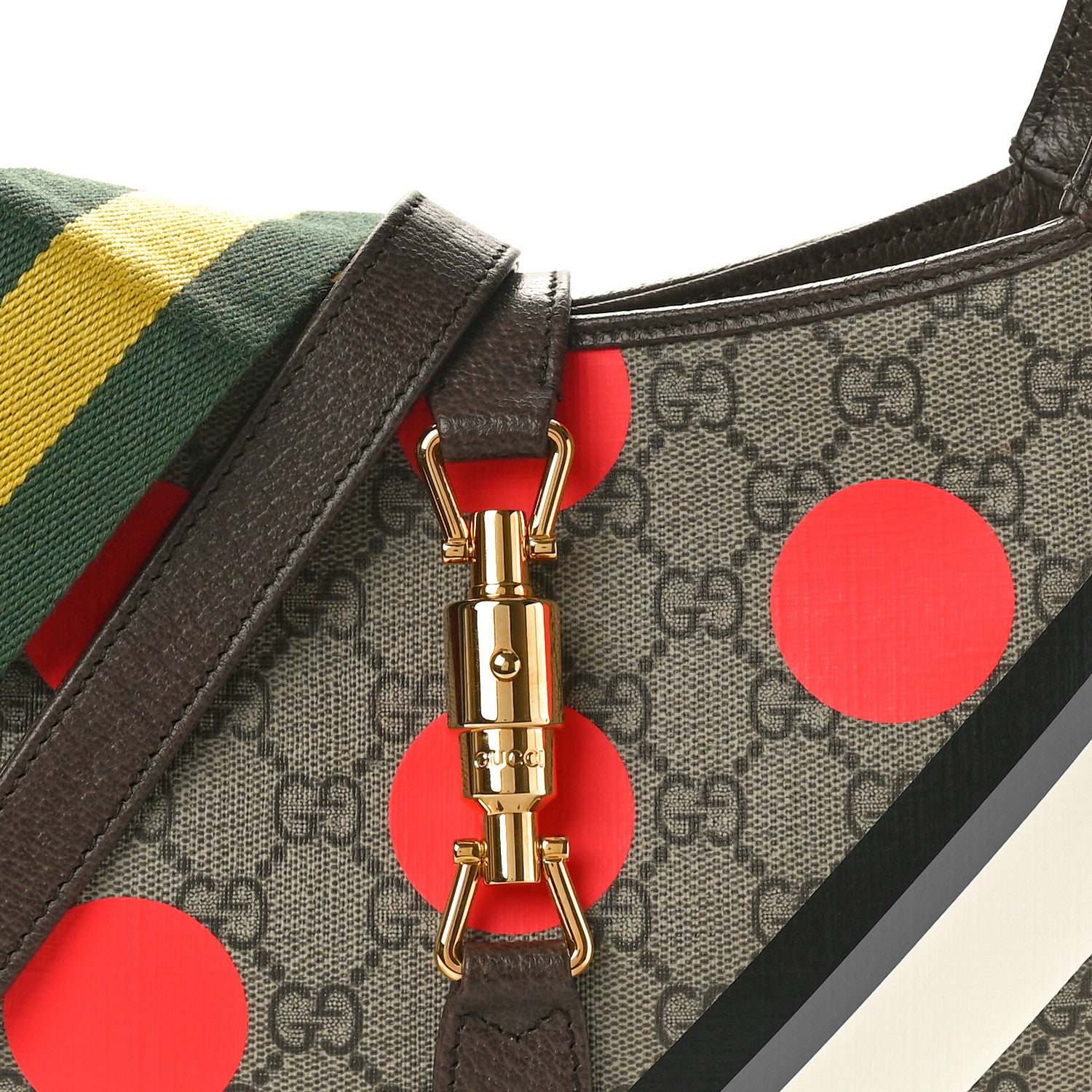 Gucci GG Supreme Monogram Web Geometric Small Jackie 1961 Beige Multicolor Brown Sugar 8 of 10