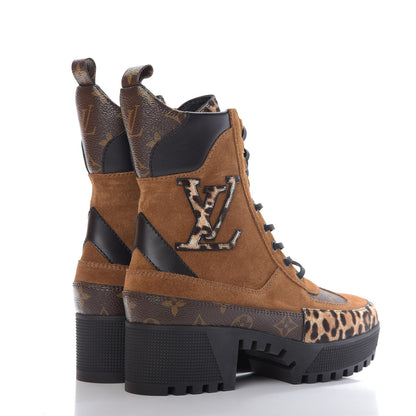 Louis Vuitton Suede Calfskin Monogram Laureate Platform Desert Boots 36.5 Cognac 5 of 10