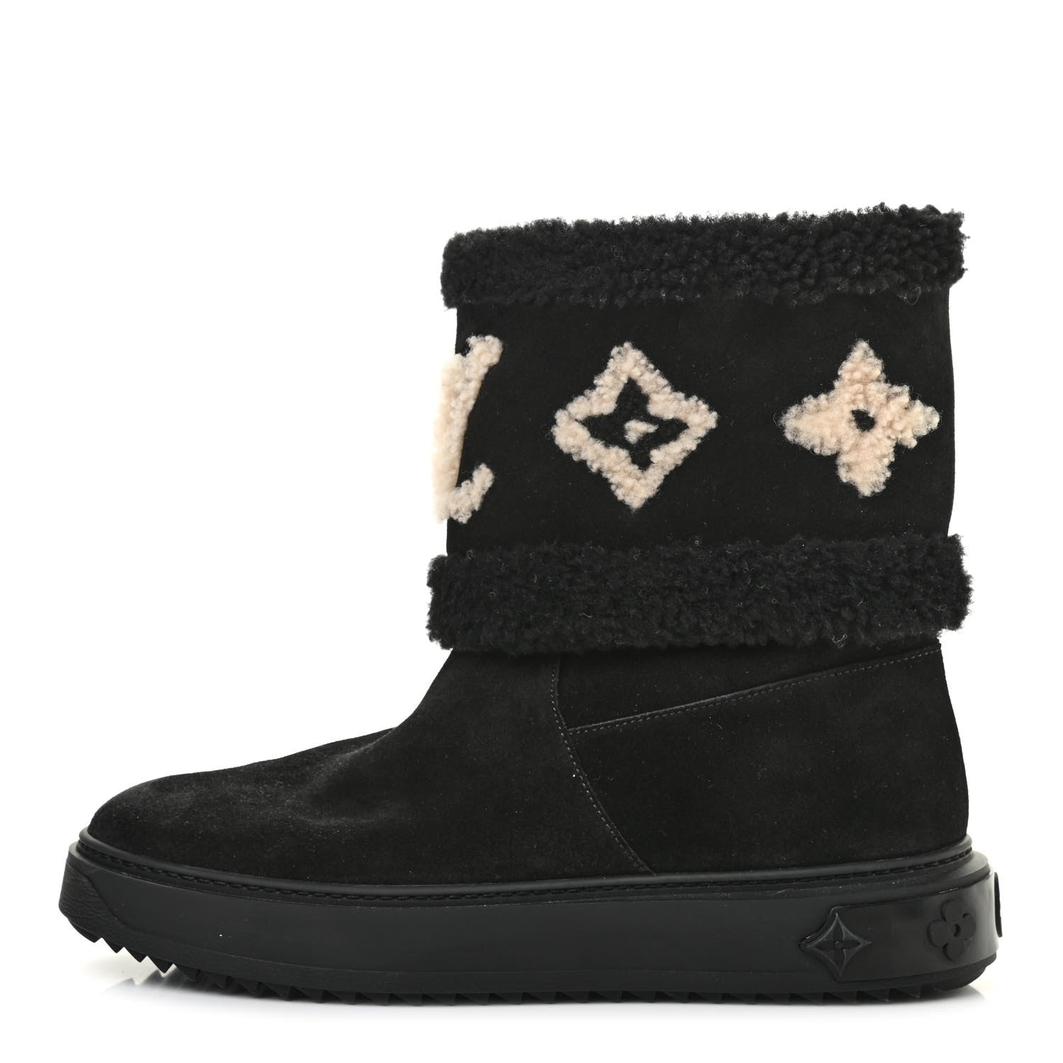 Louis Vuitton Suede Calfskin Shearling Snowdrop Flat Ankle Boot 39.5 Black 1 of 8