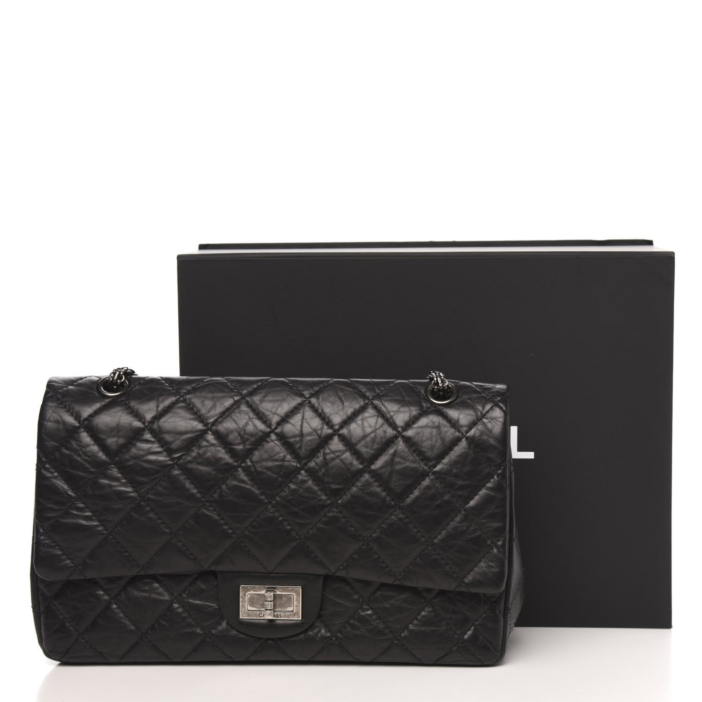 Aged Calfskin Quilted 2.55 Reissue 227 Flap Black