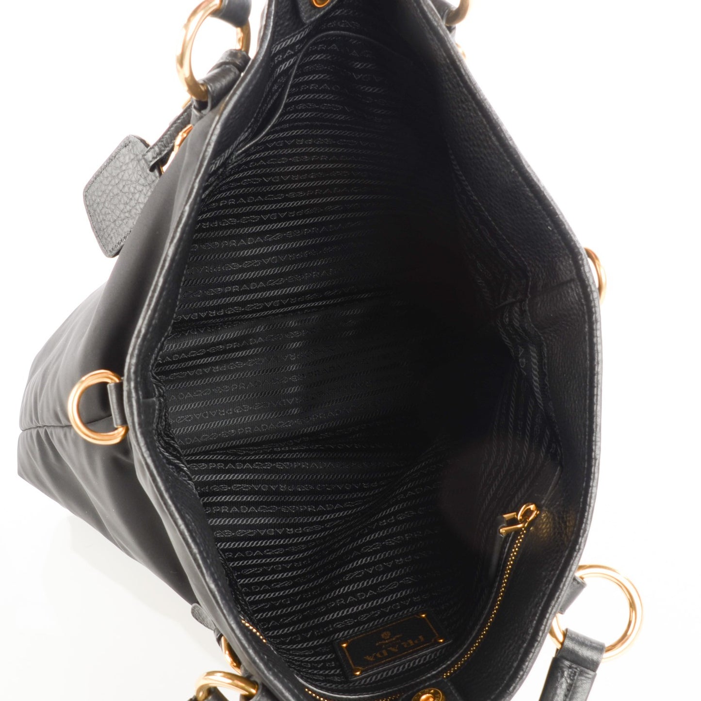 Tessuto Nylon Vitello Daino Tote Nero Black