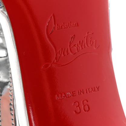 Christian Louboutin Patent PVC Posticha 80 Slingback Pumps 36 Silver 7 of 10