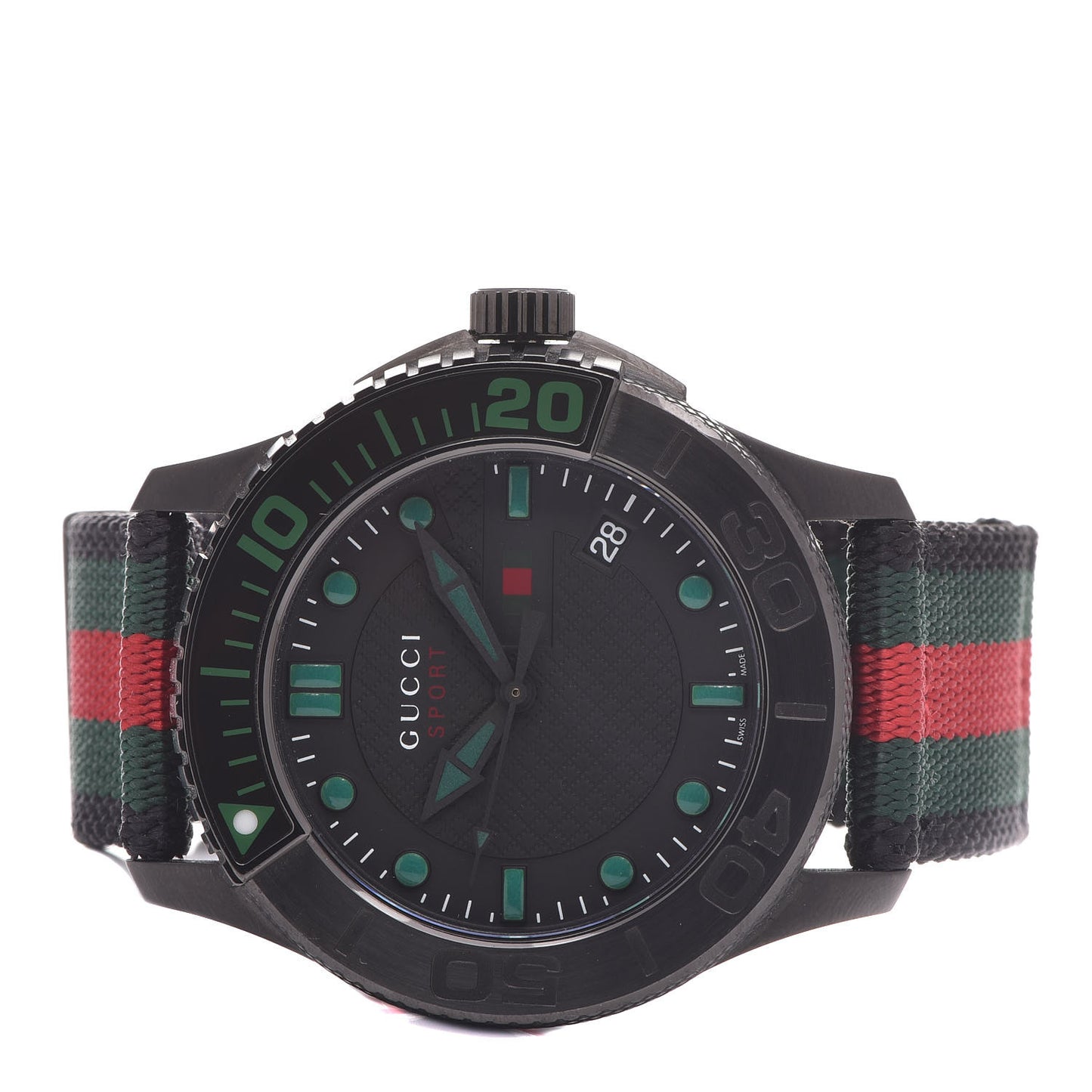 Stainless Steel Nylon 44mm Gucci Sport Web Quartz Watch Black