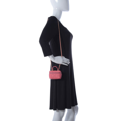 Chanel Caviar Quilted Mini Top Handle Vanity With Chain Pink 2 of 10