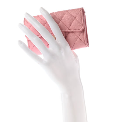 Chanel Caviar Quilted Flap Card Holder Wallet Light Pink 2 of 8
