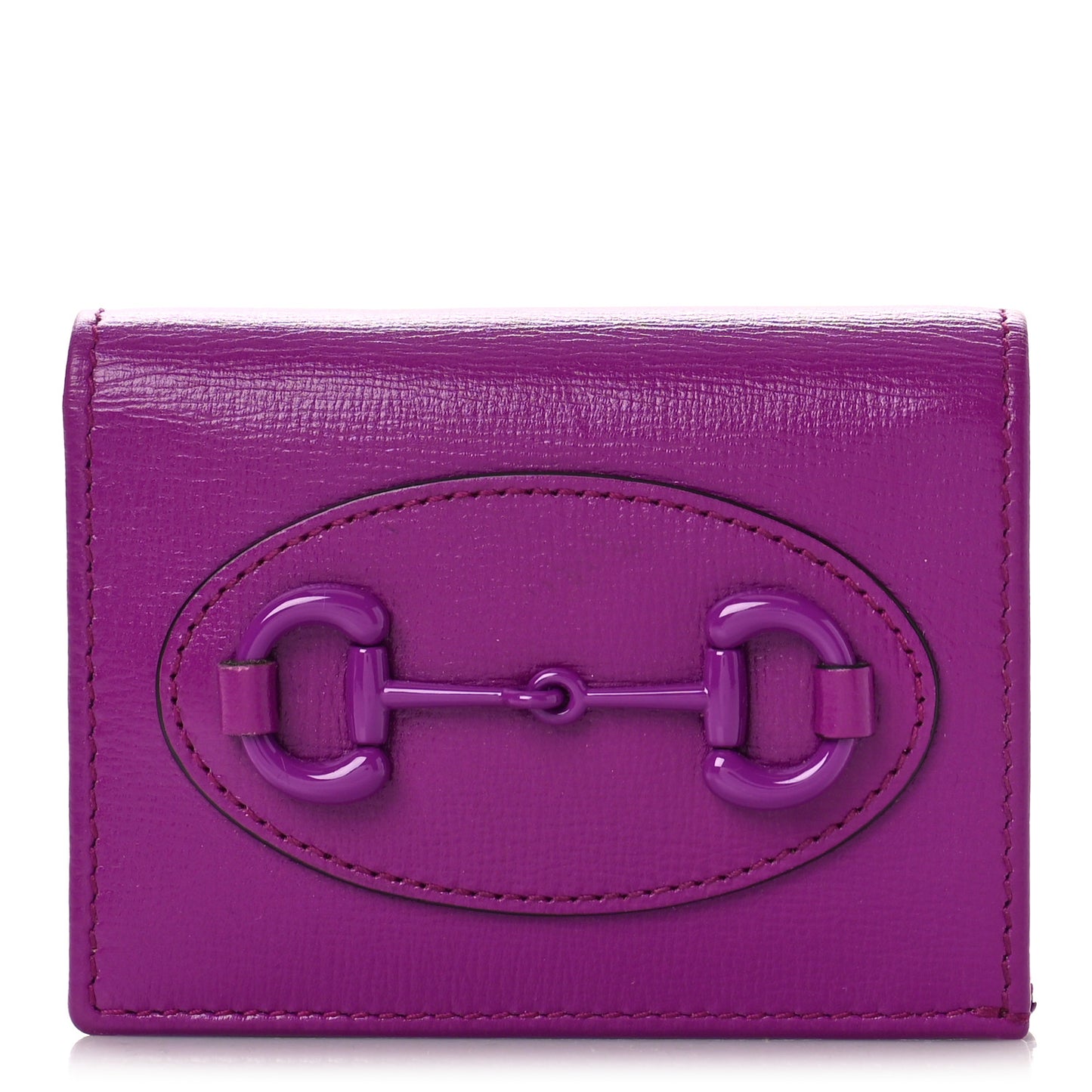 Azalea Calfskin Enamel Monochrome Horsebit 1955 Card Case Wallet Spicy Cyclamin