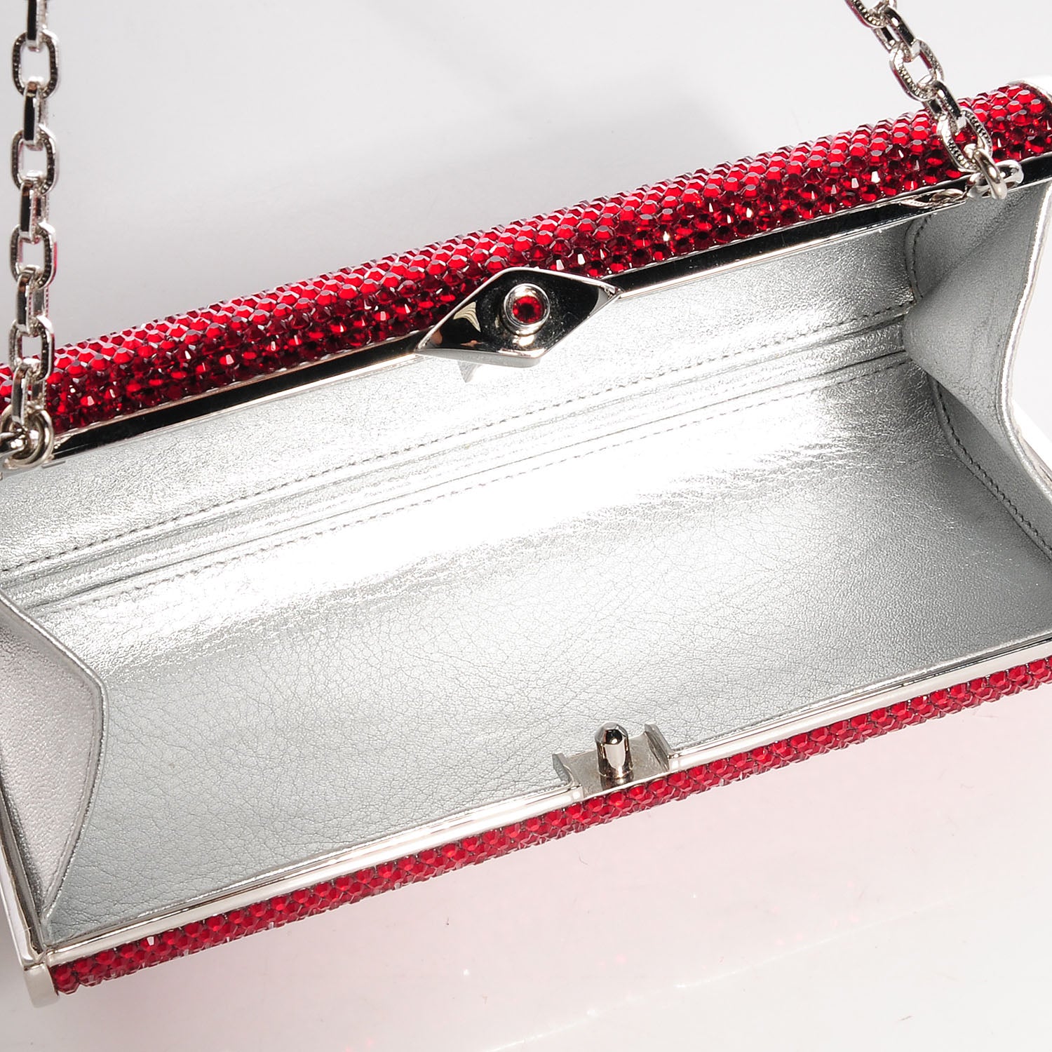 Judith Leiber Crystal Minaudiere Clutch Red 5 of 8