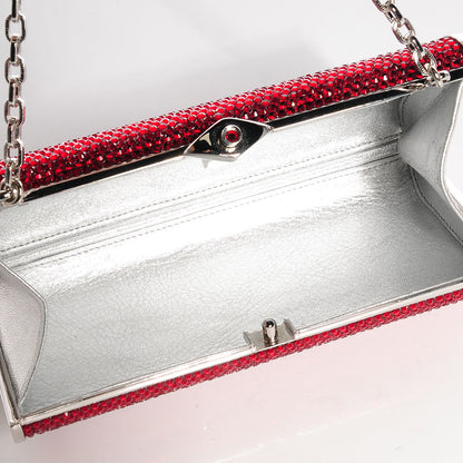 Judith Leiber Crystal Minaudiere Clutch Red 5 of 8