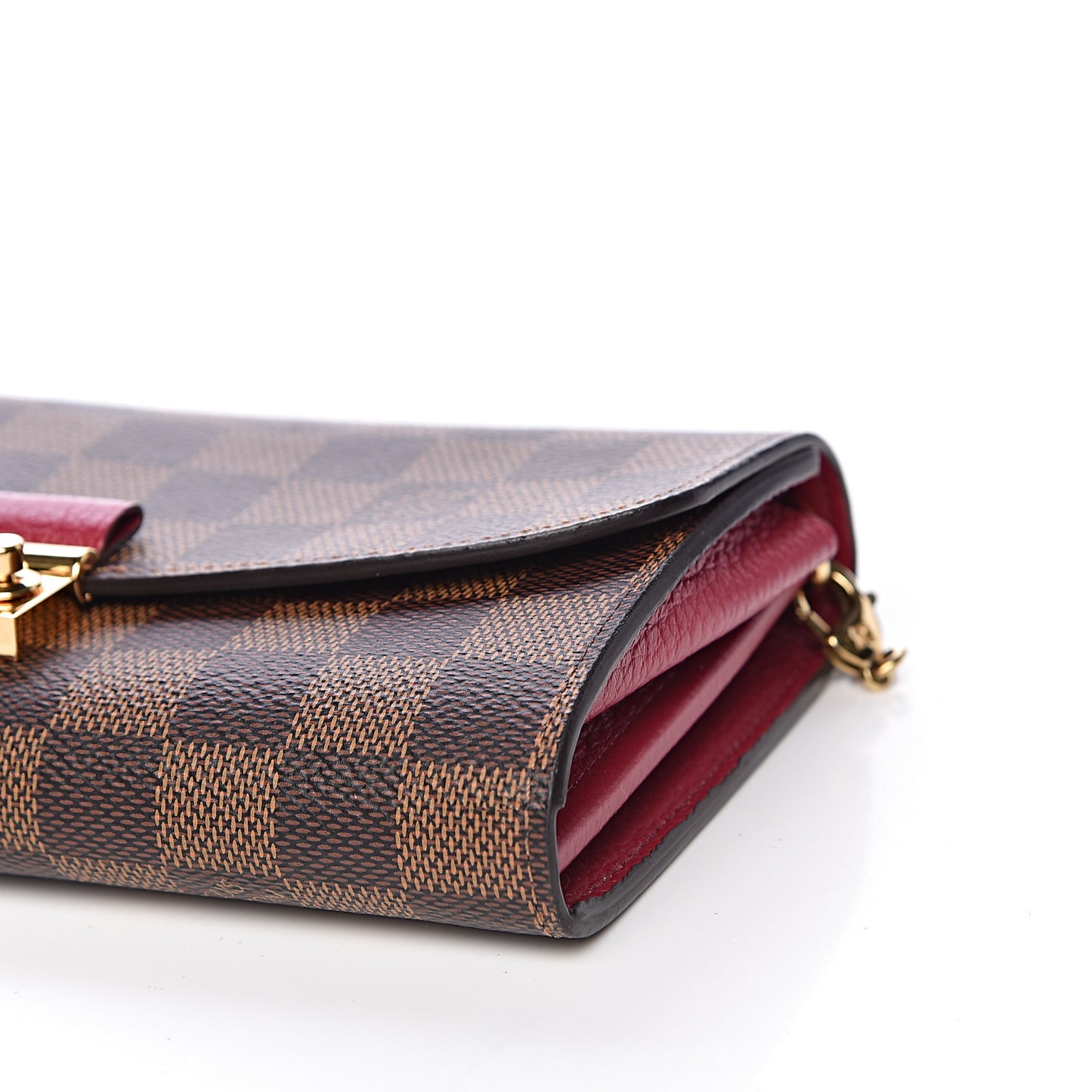 Damier Ebene Croisette Chain Wallet Scarlet