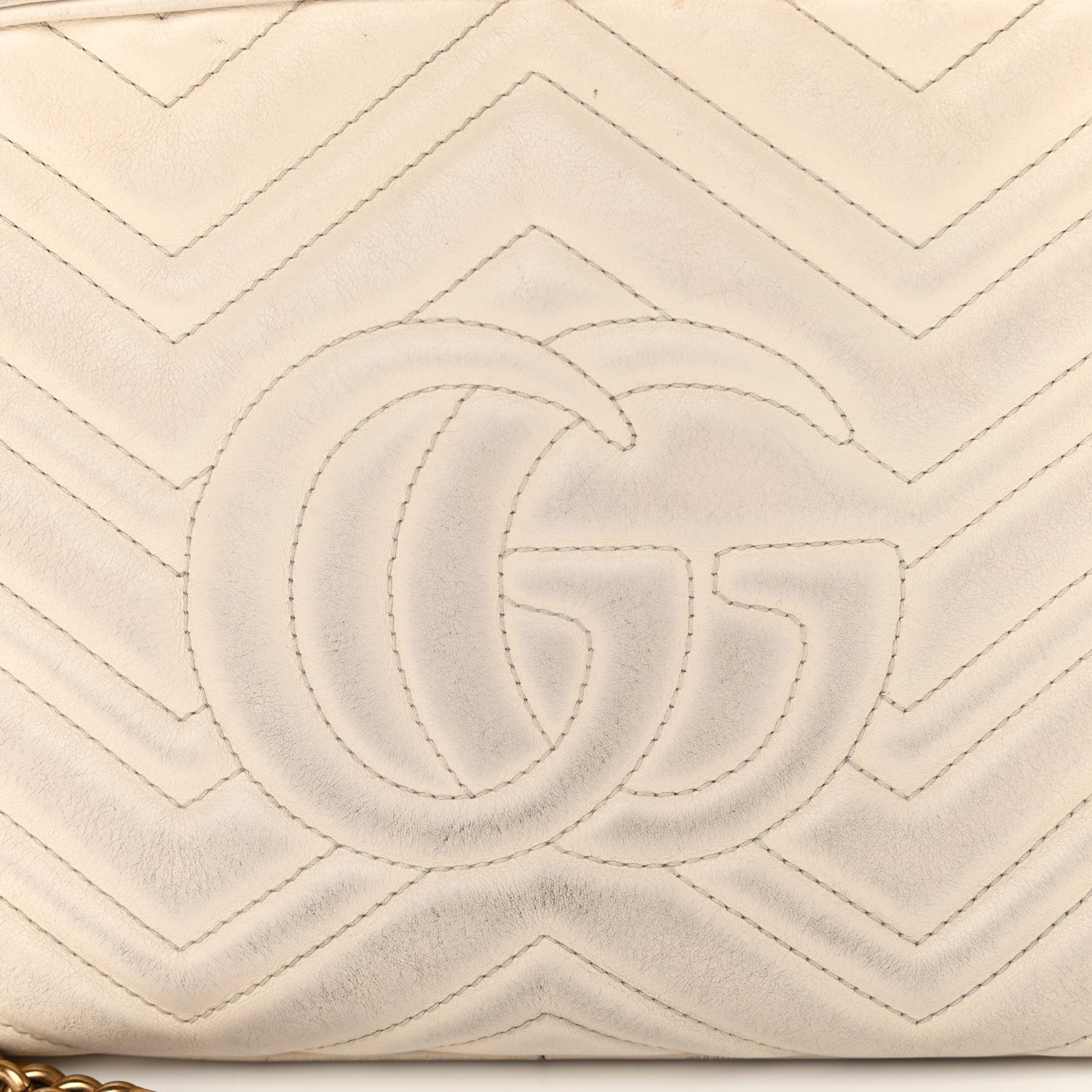 Gucci Calfskin Matelasse Medium GG Marmont Chain Shoulder Bag Mystic White 18 of 18