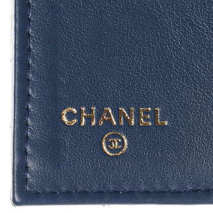 Chanel Metallic Caviar Quilted Compact Flap Wallet Dark Blue 6 of 8