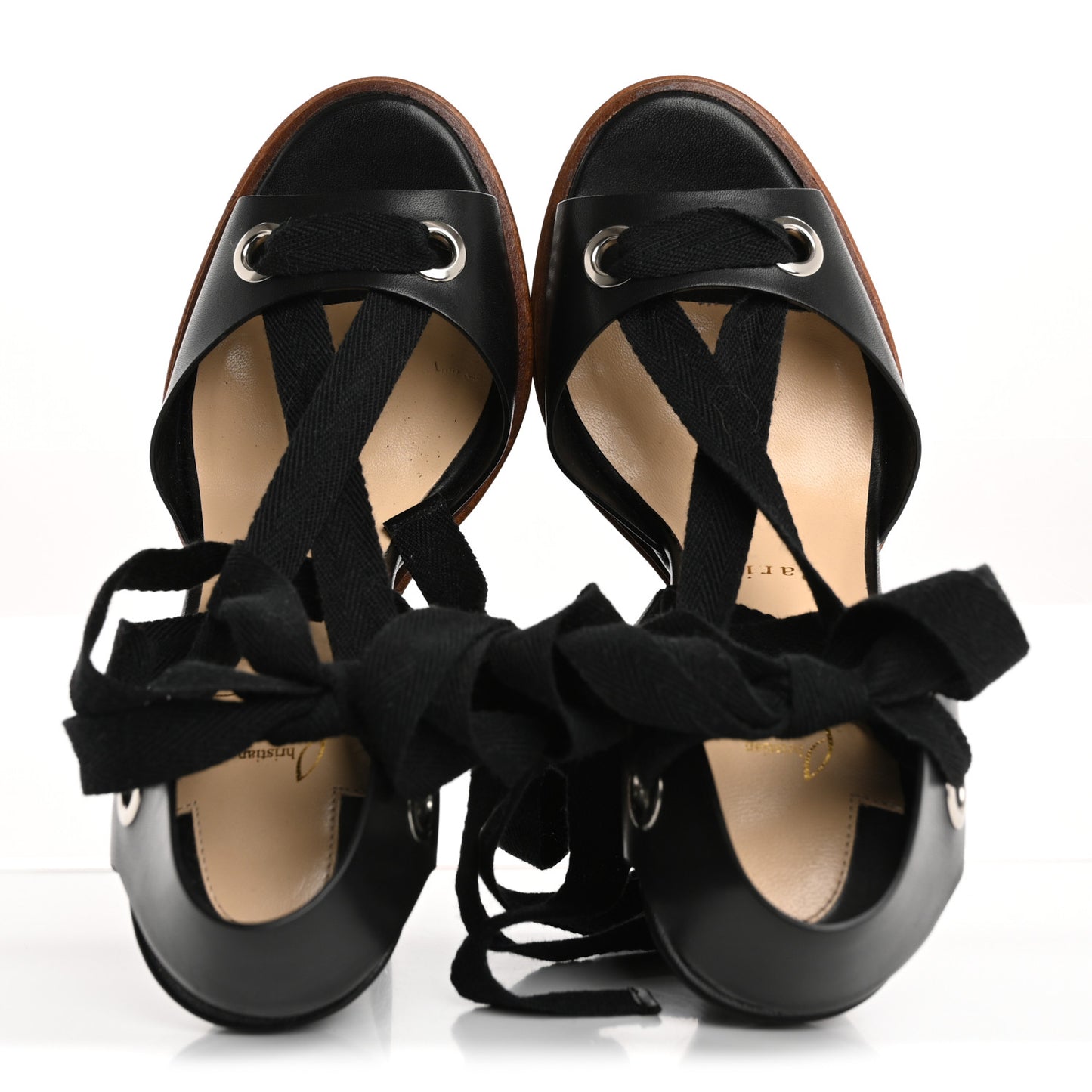 Shiny Calfskin Tribuli 140 Wedge Sandals 36 Black