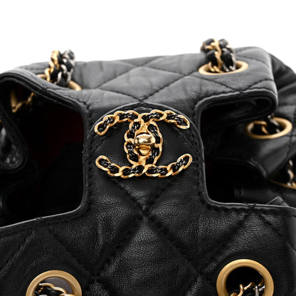 Chanel Lambskin Quilted Drawstring Bag Black 11 of 11