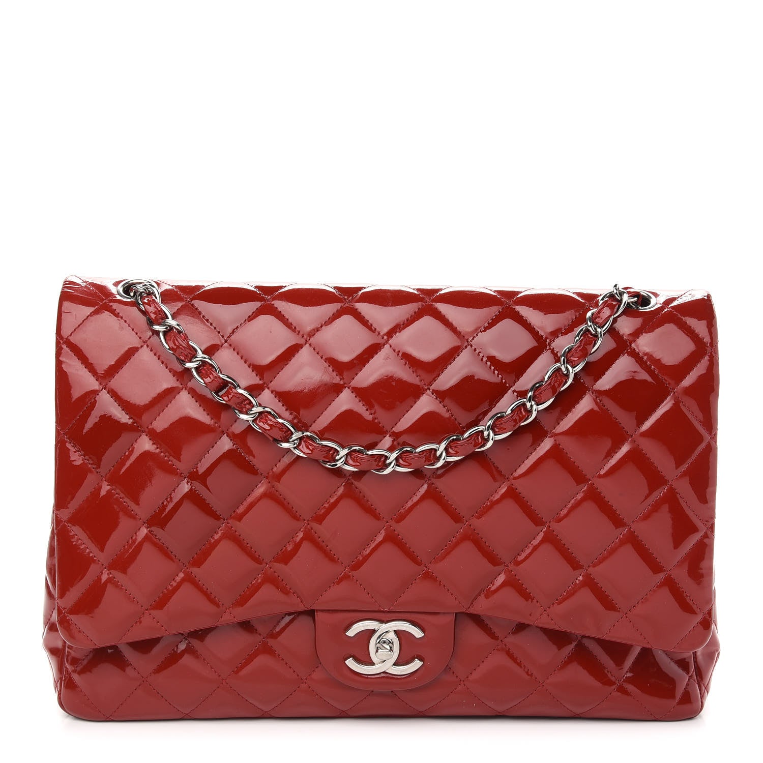 Chanel Patent Quilted Maxi Double Flap Red 1 of 11
