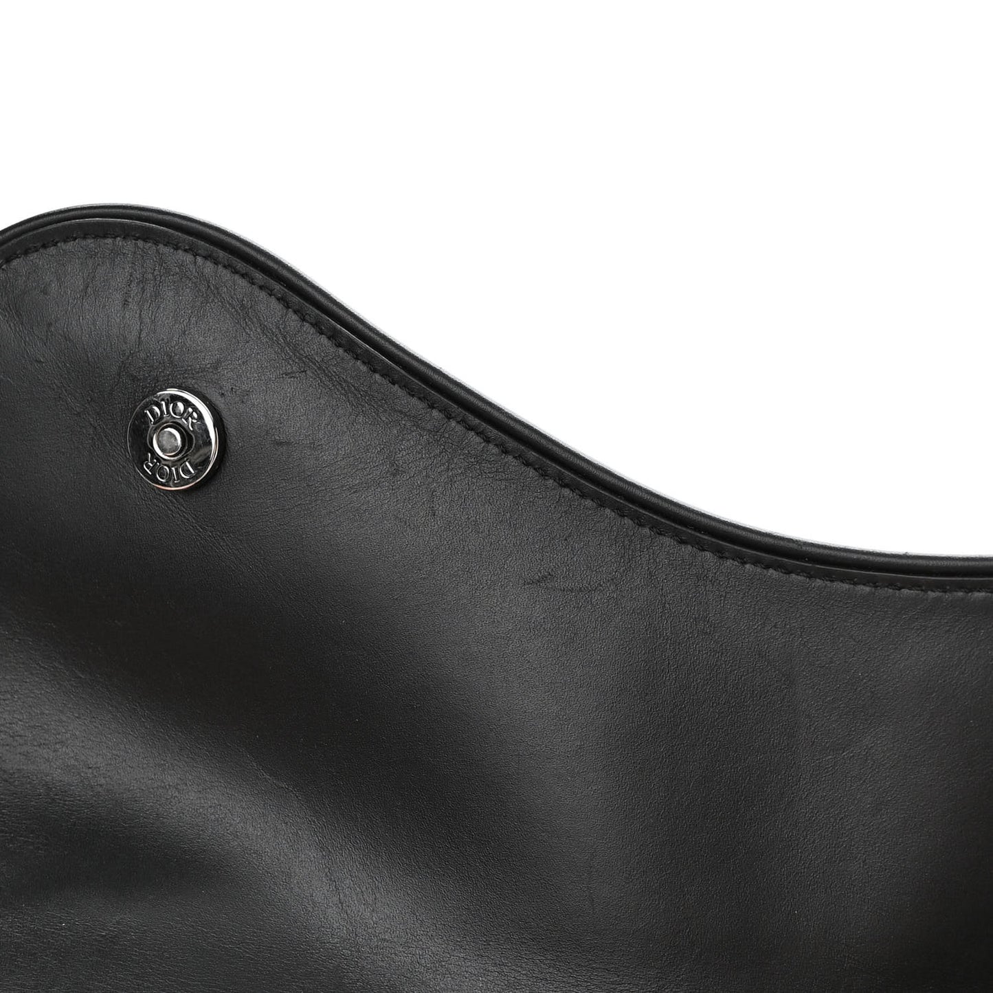 Smooth Calfskin Canvas CD Diamond Mens Saddle Bag Black