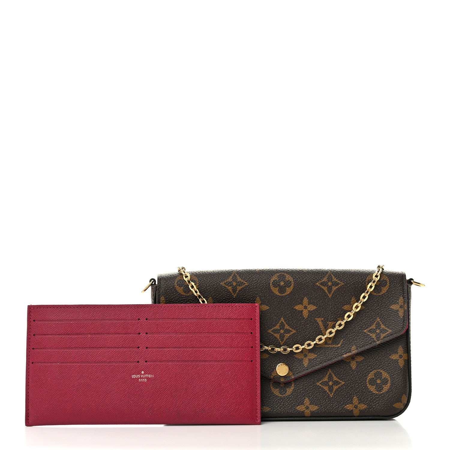 Louis Vuitton Monogram Pochette Felicie Chain Wallet Fuchsia 3 of 12