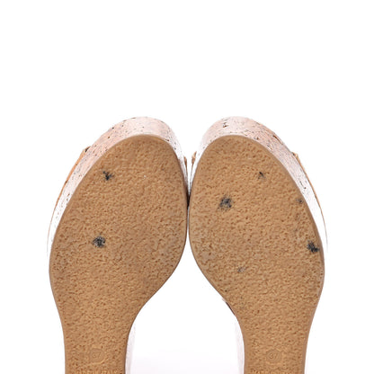 Chanel Cork Chain CC Wedge Sandals 37 Beige Clair 6 of 16