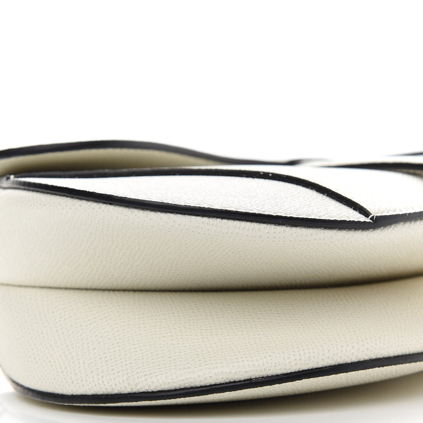 Grained Calfskin Saddle Bag White