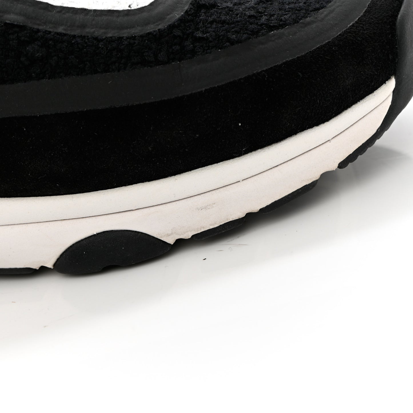 Tweed Suede Calfskin CC Sneakers 36.5 Black White